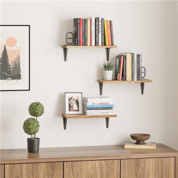 Arras Rustic Wood Floating Shelves for Wall Storage,Wall Shelves for Living Room - Picture 4 of 6
